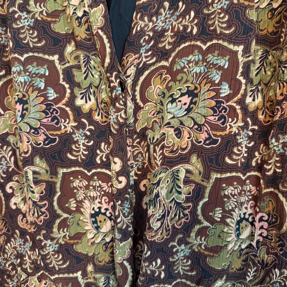 PAIGE Elias dress Silk brown paisley print L boho western chic drop waist fall - Picture 4 of 8